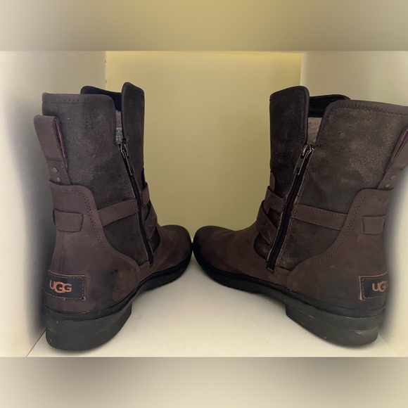 UGG Simmens Stout Leather Wool Sherpa Fur Lined Boots bootie Women Size 11 UGGS - Picture 7 of 8